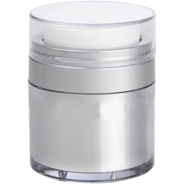 Platinum Airless Jar -  Clear Cap - Matte Silver Collar (From Diamond Collection)