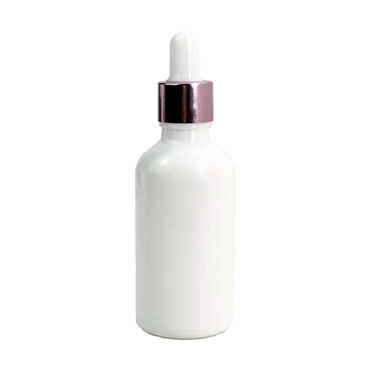 White Glass Round Bottles with Rose Gold Dropper (From Rose Gold Collection)