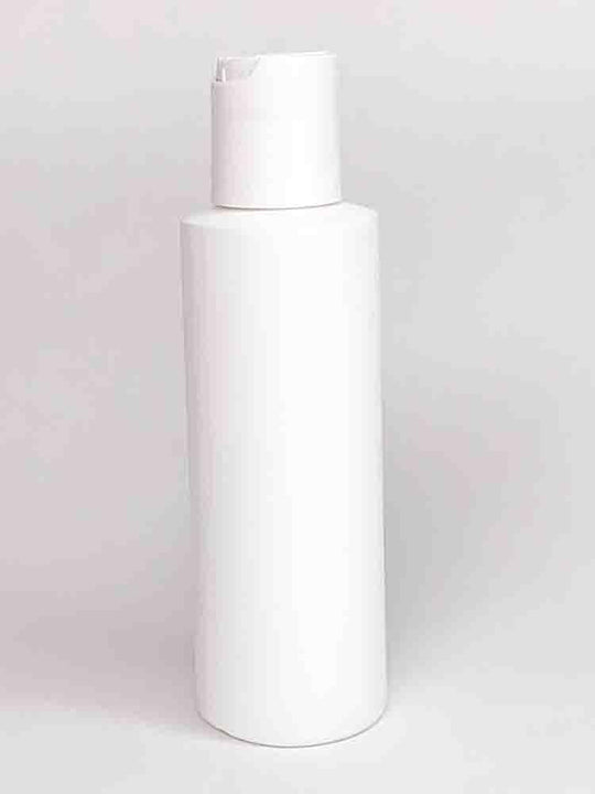 4 oz White Plastic Bottle With White Disc Cap