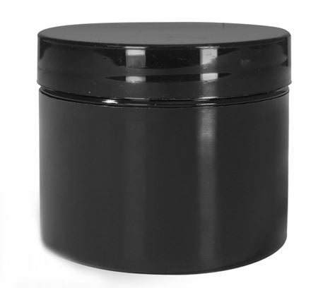 Black Double Wall Plastic Jar - Black Cap (From Basic Collection)