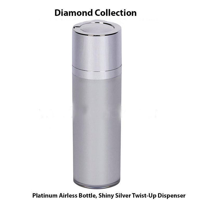 Platinum Airless Bottle - Shiny Silver Twist Up Dispenser