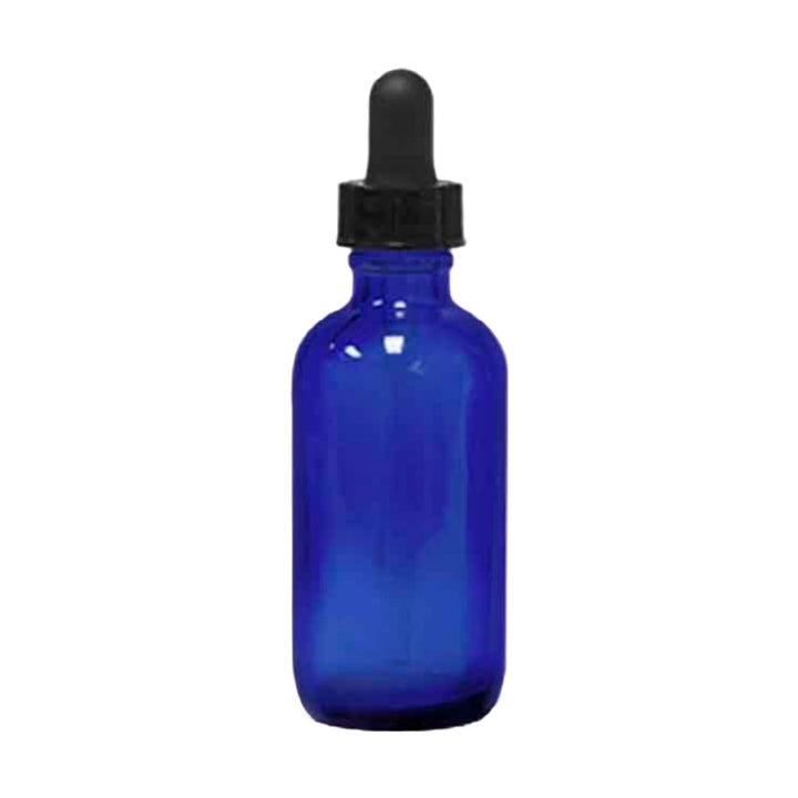 Cobalt Blue Glass Boston Round Bottles with Black Glass Dropper (Natural Lemongrass)