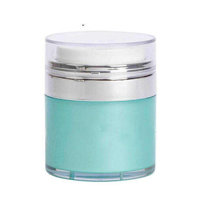 Teal Blue Airless Jar - Clear Cap - Shiny Silver Collar (From Tiffany Collection)