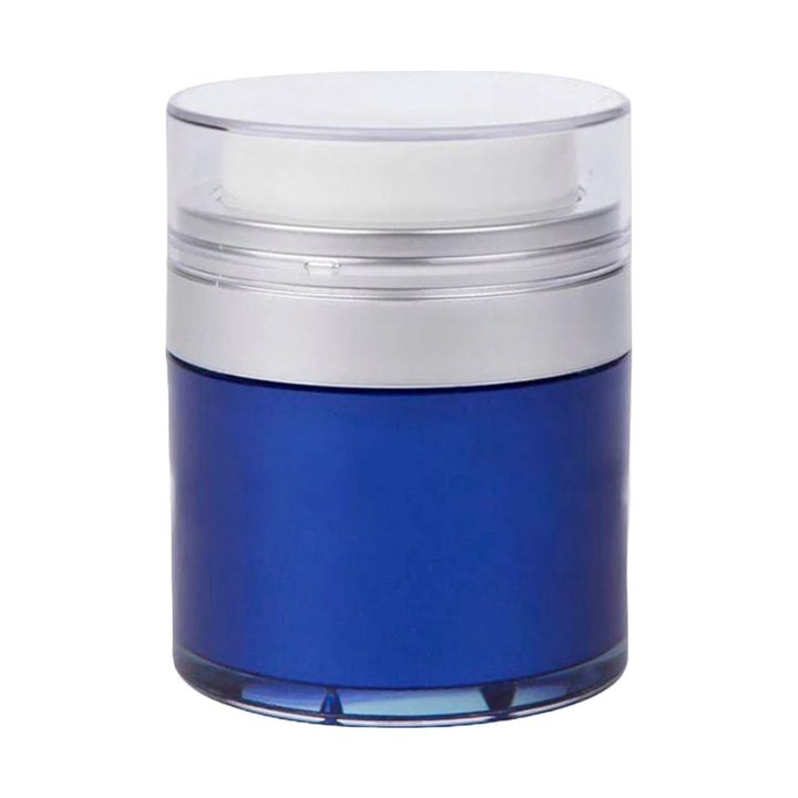 Royal Blue Airless Jar - Clear Cap - Matte Silver Collar (From Royal Collection)