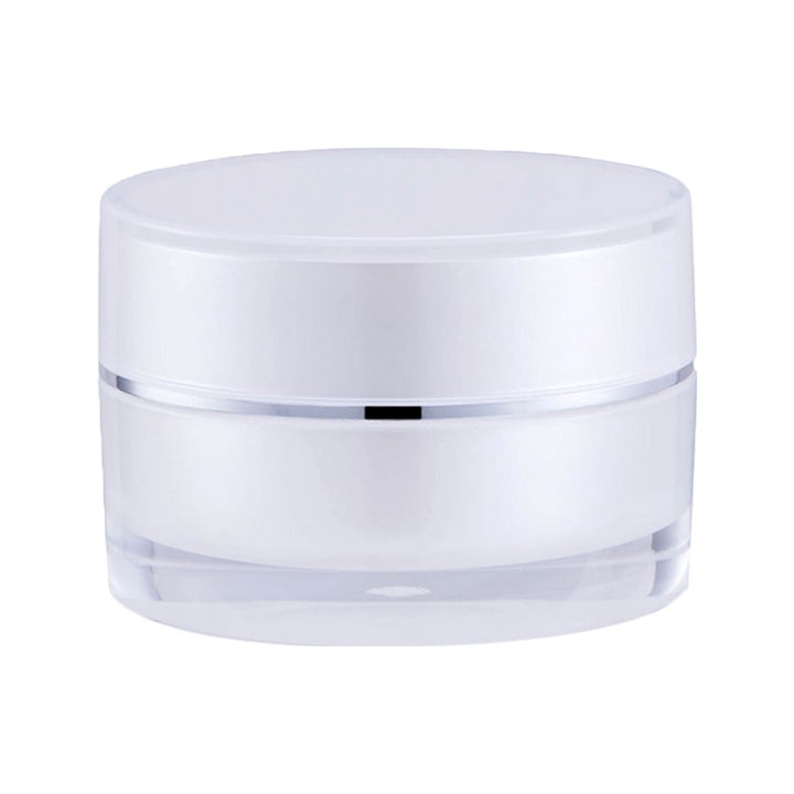 White Acrylic Jar - White Cap Shiny Silver Band (From Vienna Collection)