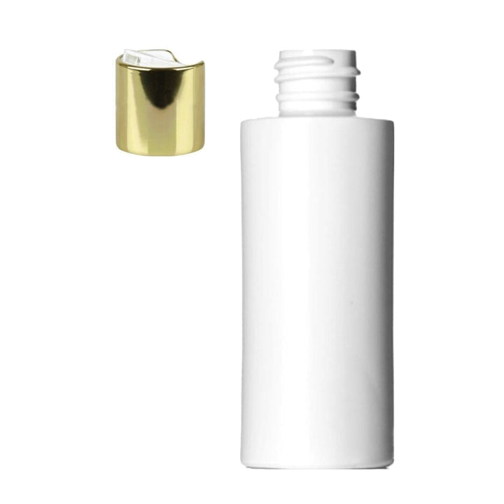 Cylinder Round HDPE White Bottle With Gold Disc Cap