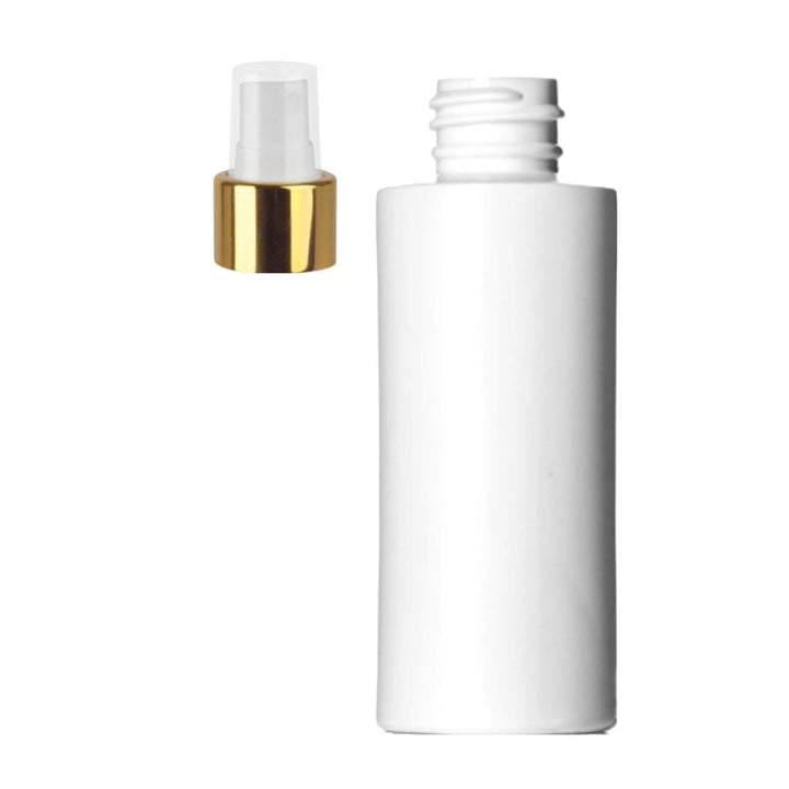 Cylinder Round HDPE White Bottle With Gold Sprayer