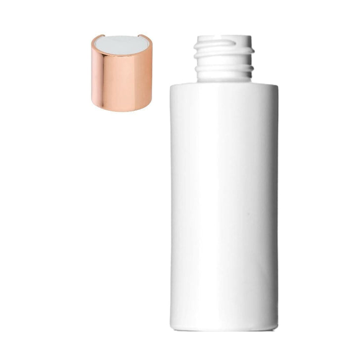 Cylinder Round HDPE White Bottle With Rose Gold Disc Cap