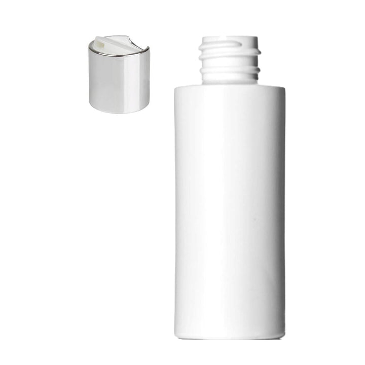White Plastic Bottle With Silver Disc Cap