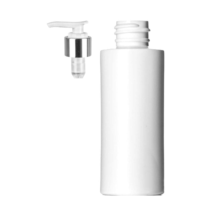 Cylinder Round HDPE White Bottle With Silver Pump